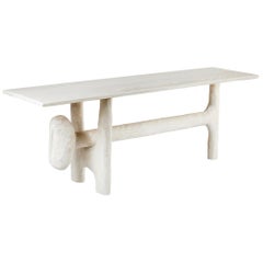 Organic Hand Carved White Washed Ash Entry Table by Casey McCafferty