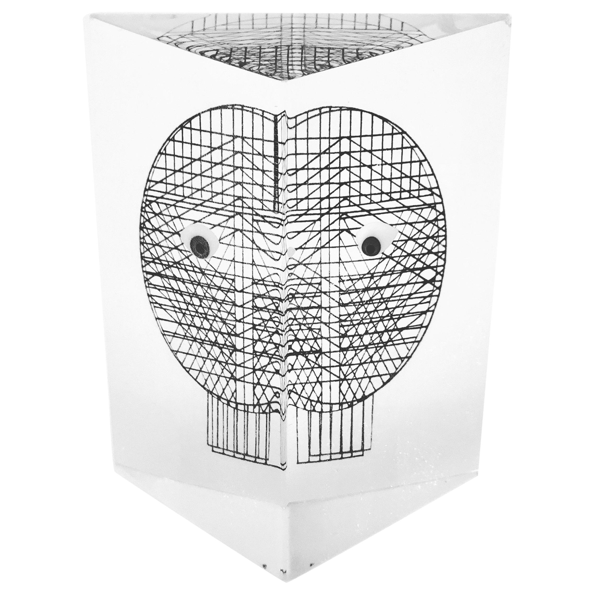 Pop Art Decorativo Lucite Búho Escultura 3D