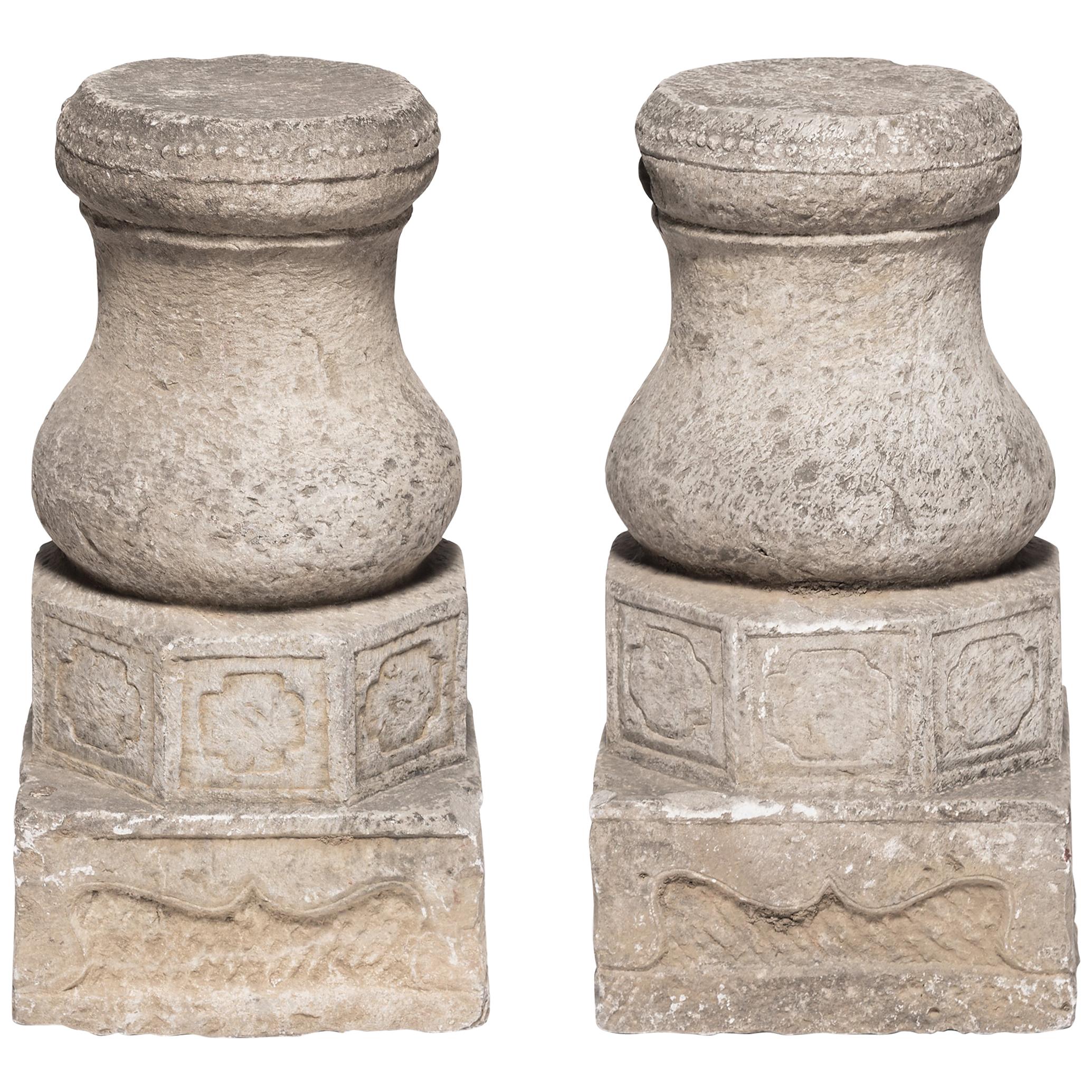 Pair of Chinese Drum Form Column Bases, c. 1850 For Sale