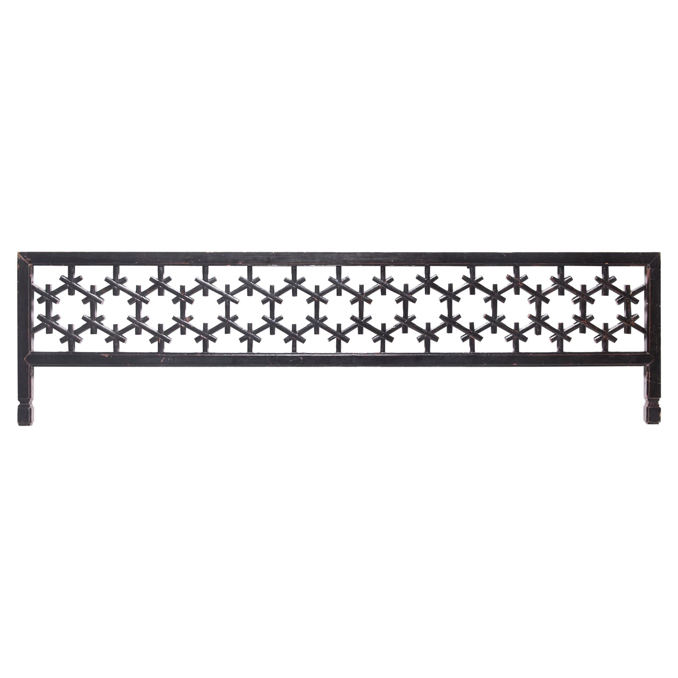 19th Century Chinese Honeycomb Lattice Headboard