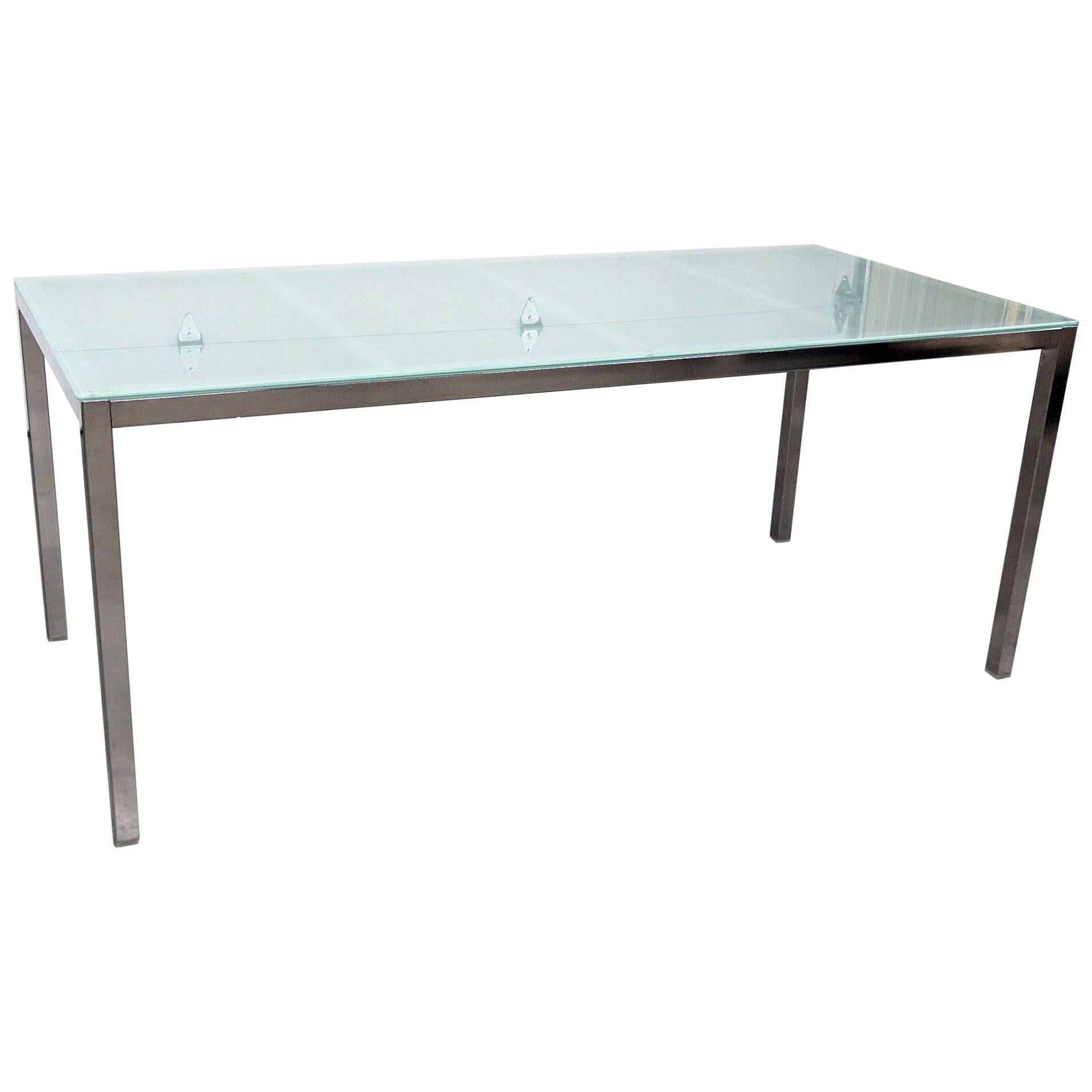 Modern Glass Top Dining Room Table For Sale at 1stDibs