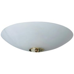 Frosted Disk Form Murano Glass Fixture with Brass Details