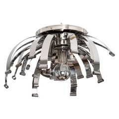 Used Polished Nickel "Blooming" Flush Mount