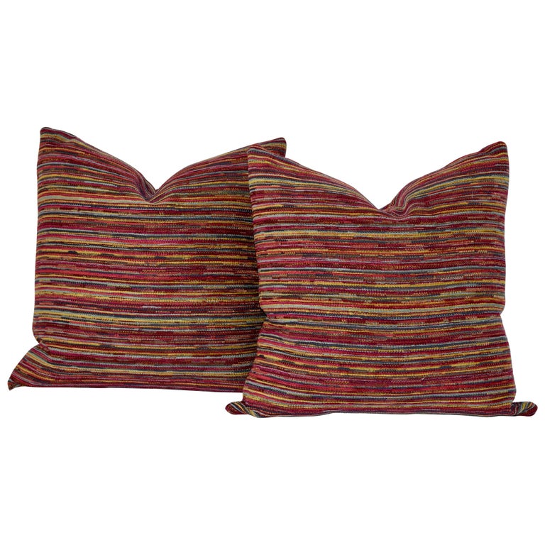 Pair of Large Woven Fabric Pillows For Sale at 1stdibs