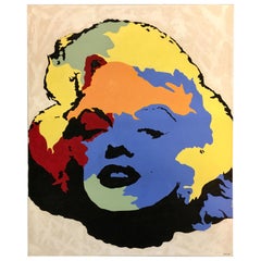 Retro Original Signed Painting Marilyn Monroe by Giordano