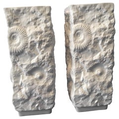 One Pair of  White Fossil Rock Matte Vases by Kaiser of Germany