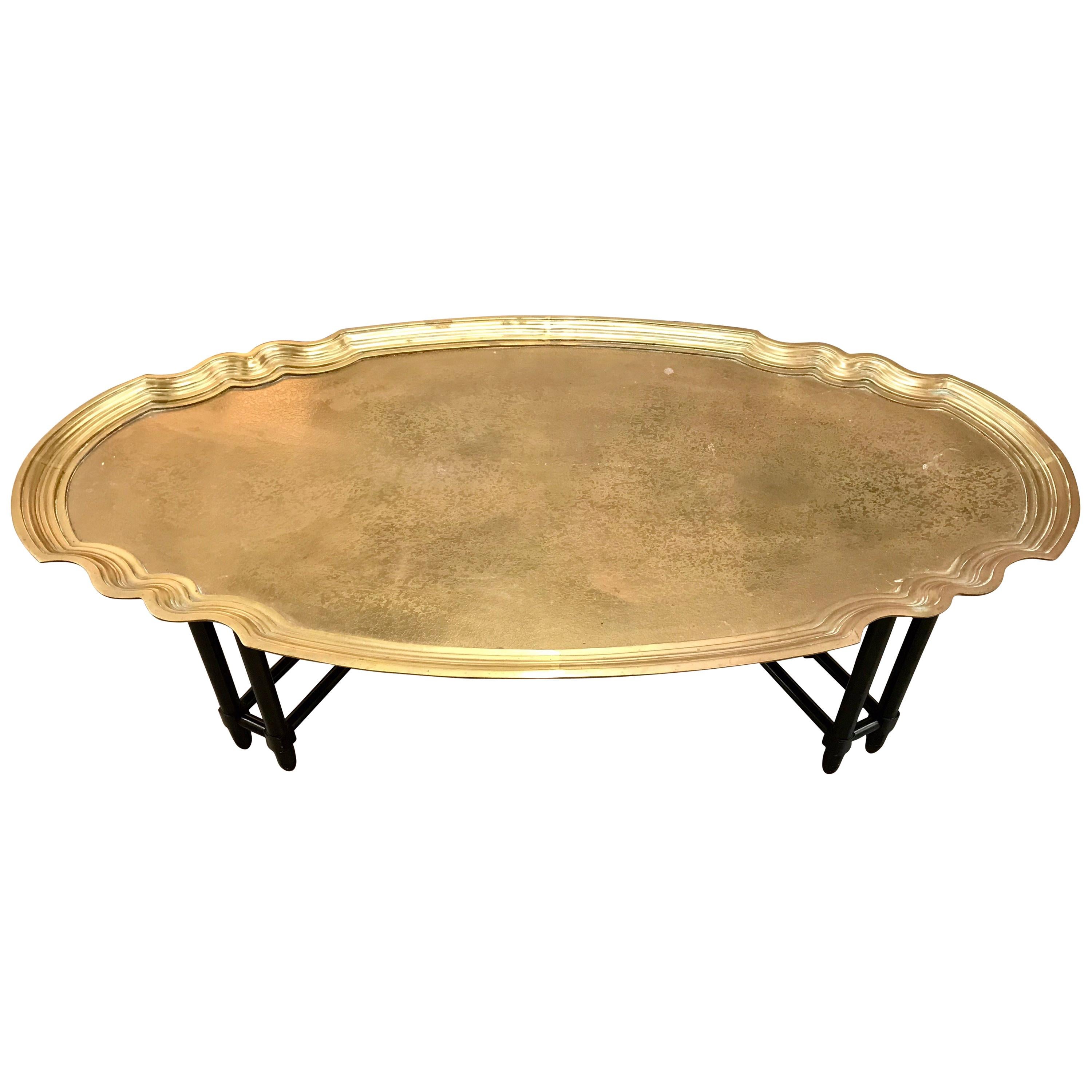 Baker Furniture Large Brass Tray Coffee Cocktail Table
