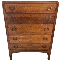 Arts & Crafts Oak Chest of Drawers Dresser