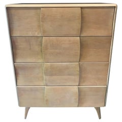 Retro Heywood Wakefield Sculptura Four Drawers Mid-Century Modern Tall Chest Dresser