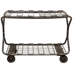 Early 20th Century Factory Wire Metal Rolling Cart, circa 1930-1940s