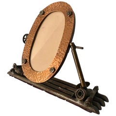 Vintage Folk Art Oval Copper Picture Frame, 1934