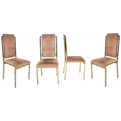 Brass and Chrome Steel Italian Dining Chairs after Romeo Rega, 1970s