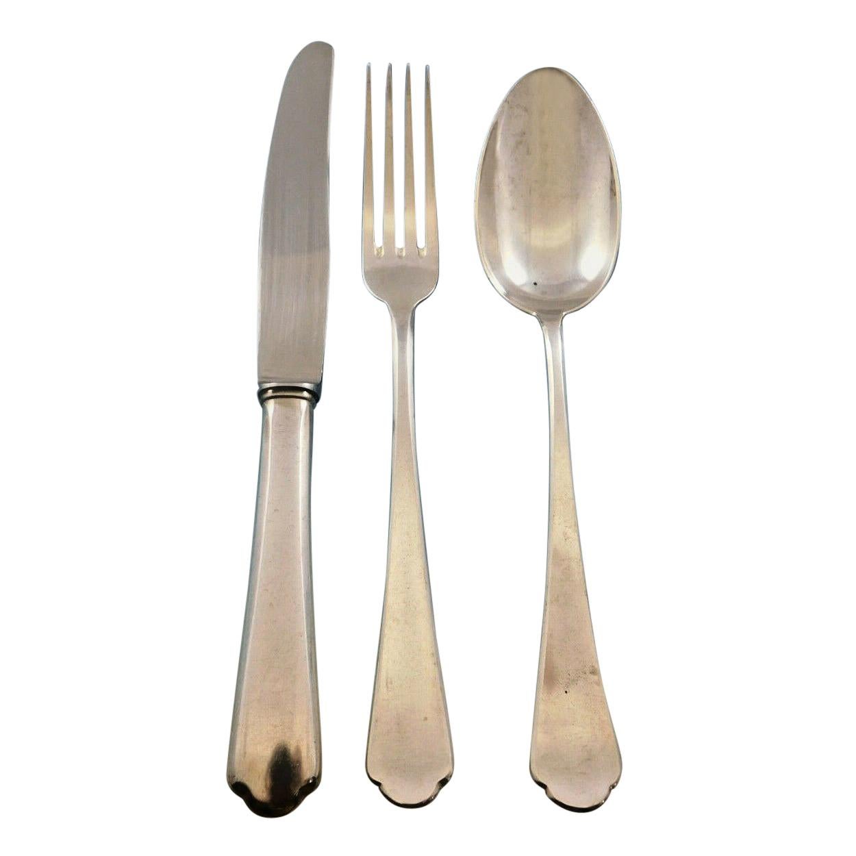 Service de couverts en argent 800 hongrois Foxhead, service de 18 pièces, taille dîner