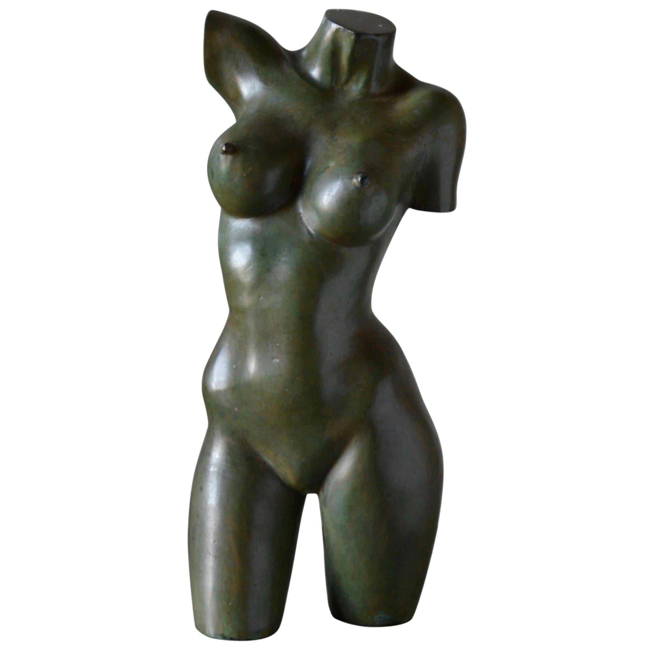 Female Torso "Garbo" Sculpture in Solid Bronze by Rr Sweden