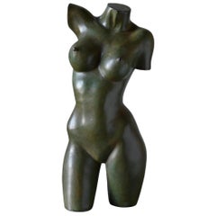Female Torso "Garbo" Sculpture in Solid Bronze by Rr Sweden