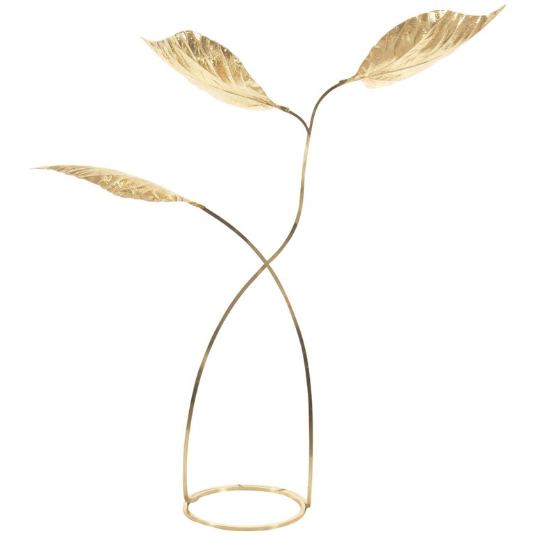 Large Italian Brass Floor Lamp By Tommaso Barbi At 1stdibs