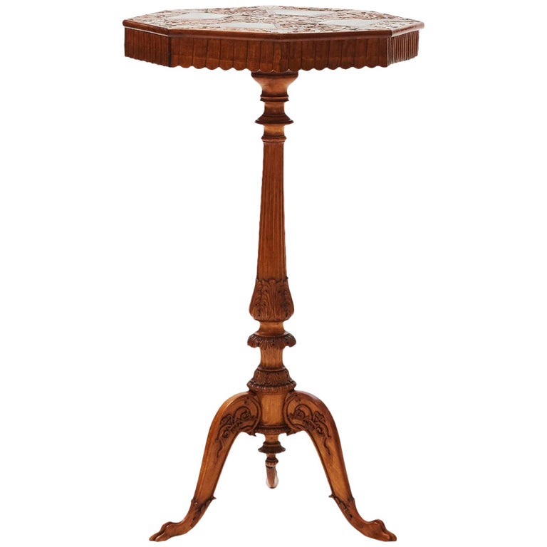 Elegant Cherrywood Table with Small Paintings at 1stDibs