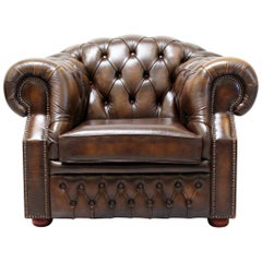 Chesterfield Armchair Leather Vintage Wing Chair Recliner Armchair