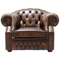 Chesterfield Armchair Leather Antique Wing Chair Recliner Armchair