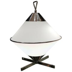 2000s Design Opaline and Chromium Table Lamp