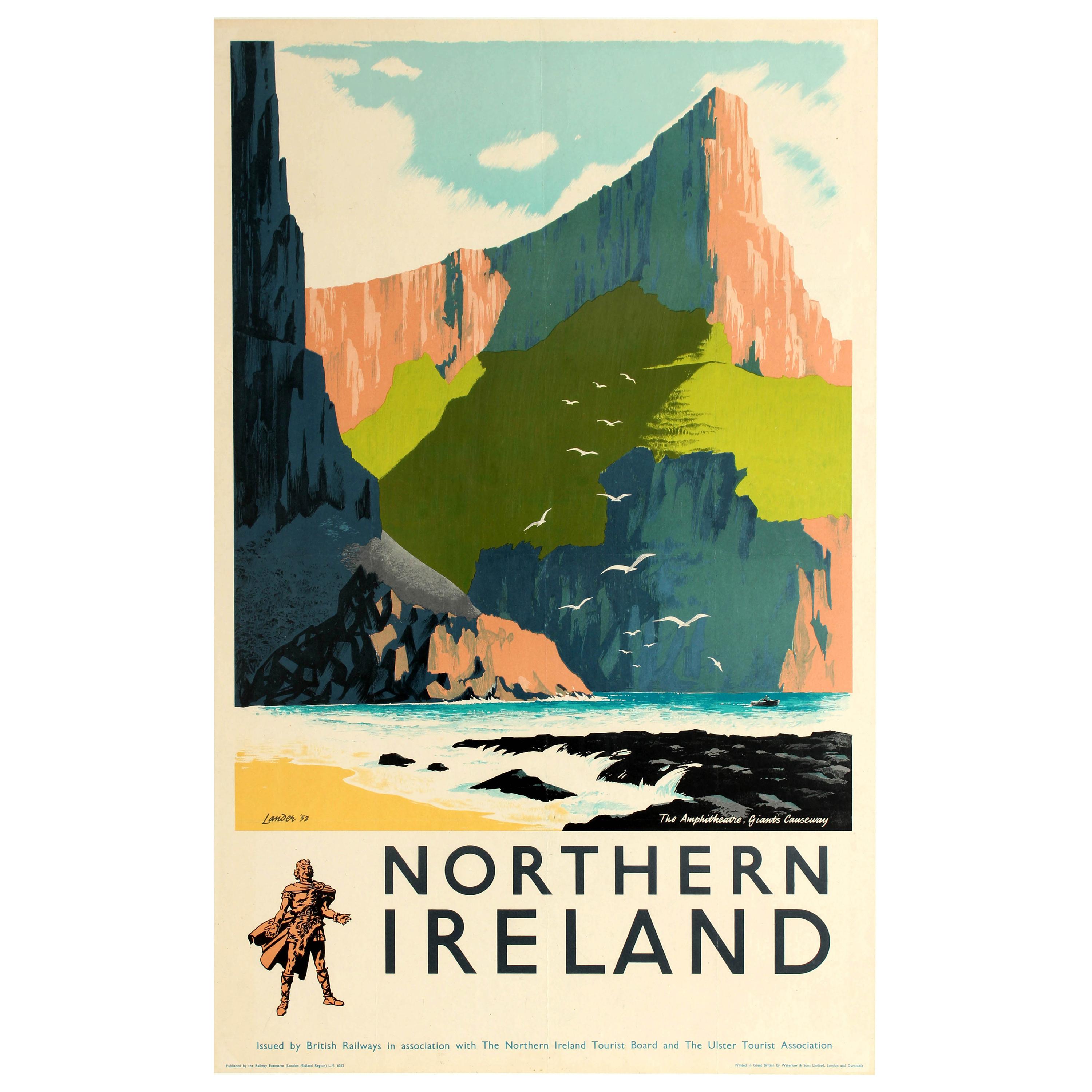 Original Vintage Travel Poster Northern Ireland Giant's Causeway Amphitheatre