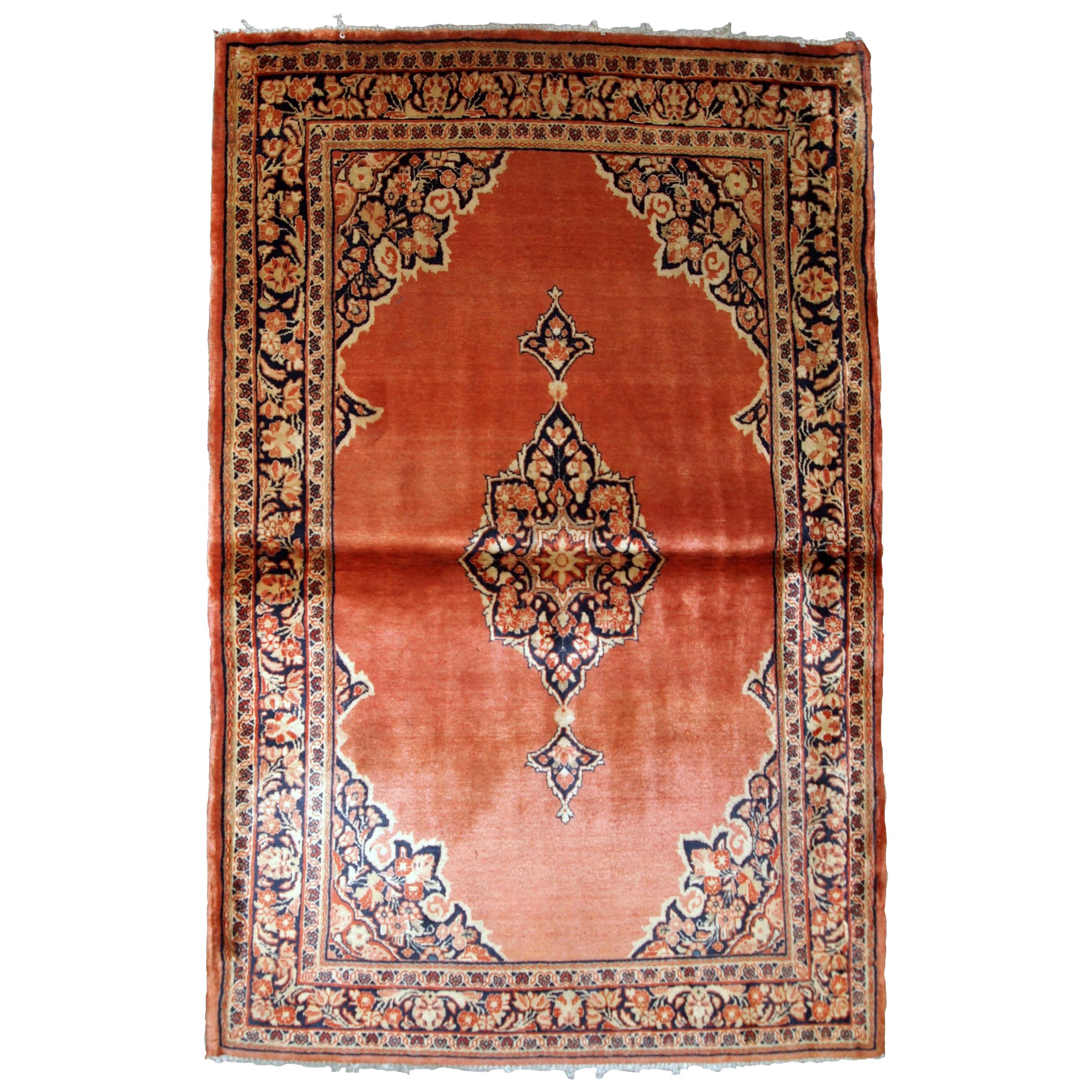 Handmade Antique Sarouk Style Rug, 1920s, 1B750