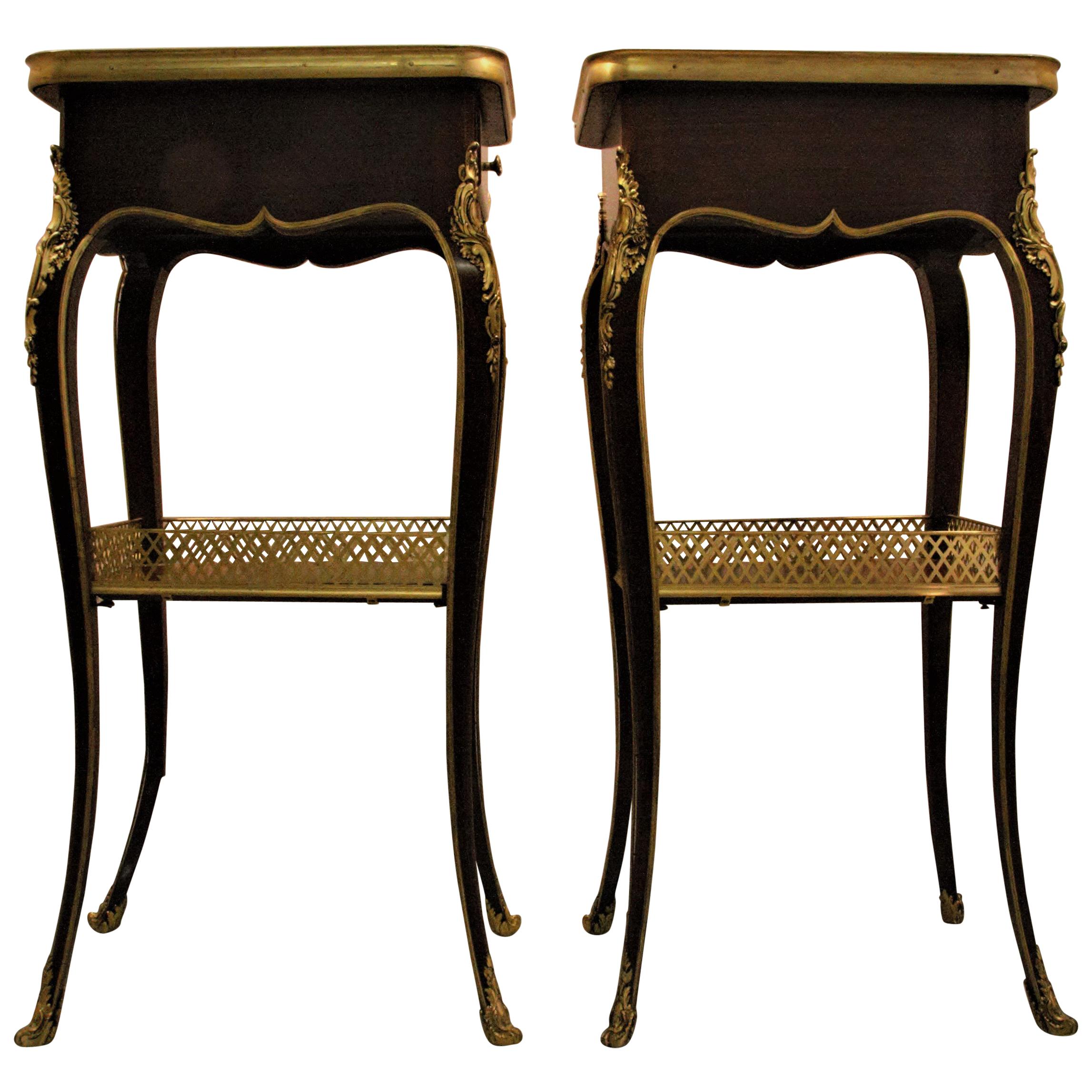 Pair of Henry Dasson Signed 1879 Side Tables For Sale