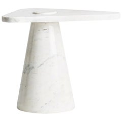 Italian 1970s Design Style White Marble Side Table 
