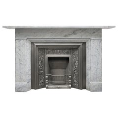 Restored Antique Victorian Carrara Marble Fireplace Surround