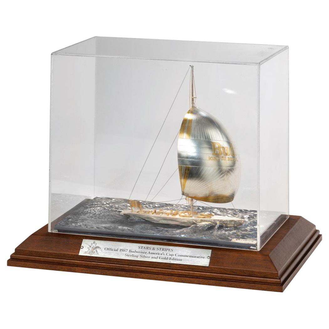 Cased Silver and Gilt Model of America’s Cup Yacht Stars and Stripes, 1987