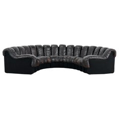 De Sede -DS 600 Sofa by Ueli Berger Riva 1972, Black Brown Leather 16 Elements