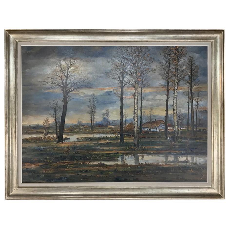 Grand Midcentury Framed Oil Painting on Canvas by Fr. De Roover