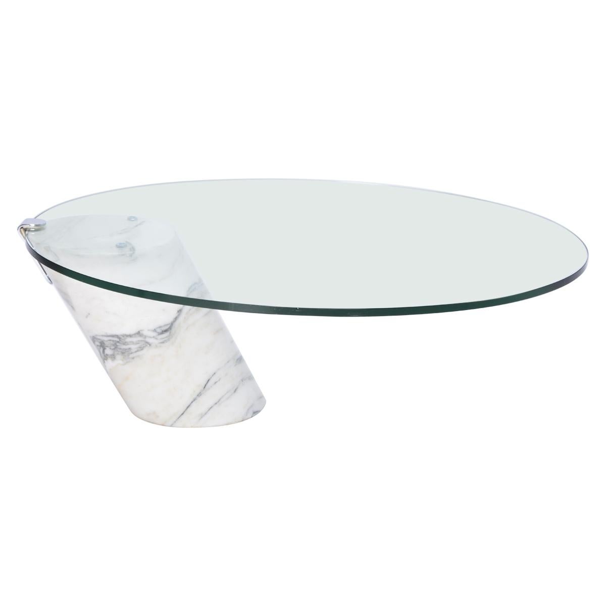 White Marble and Glass Coffee Table Model K1000 by Team Form for Ronald Schmitt