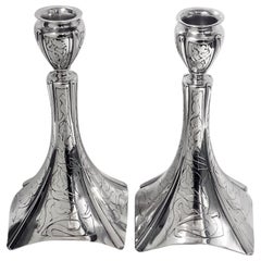 American Art Nouveau Sterling Candlesticks International Sterling C.1910