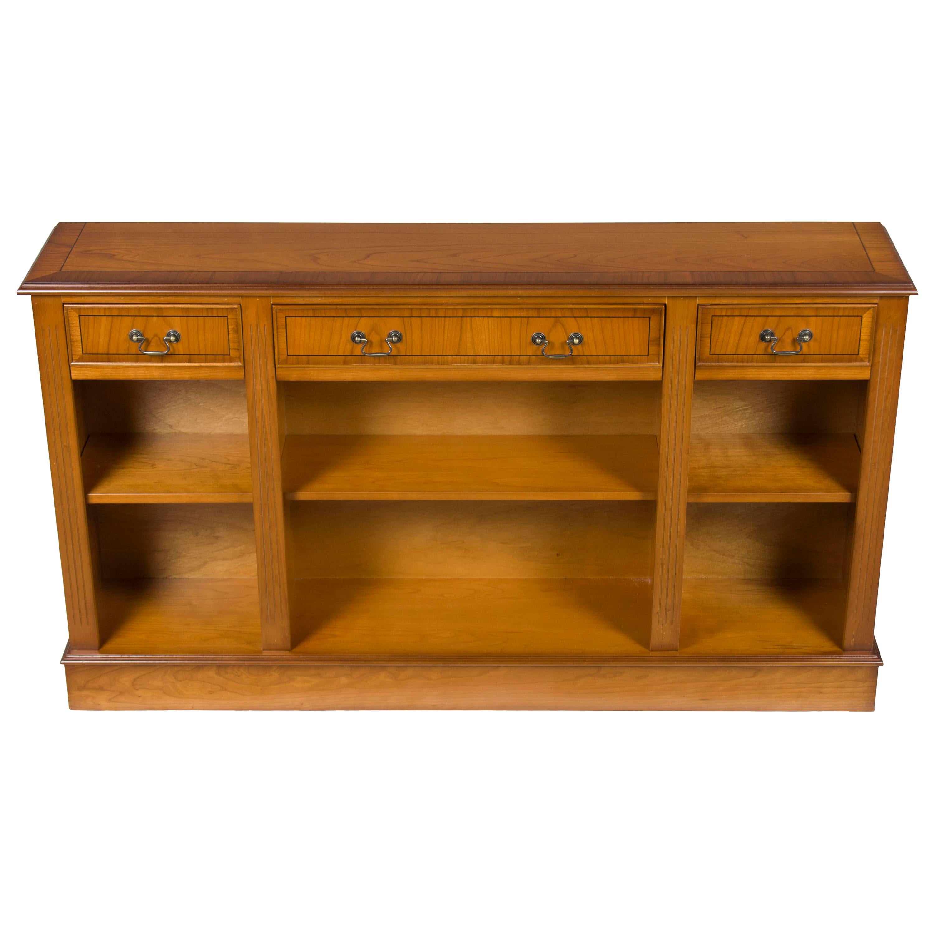Low Adjustable Library Bookcase Bookshelf with Drawers For Sale