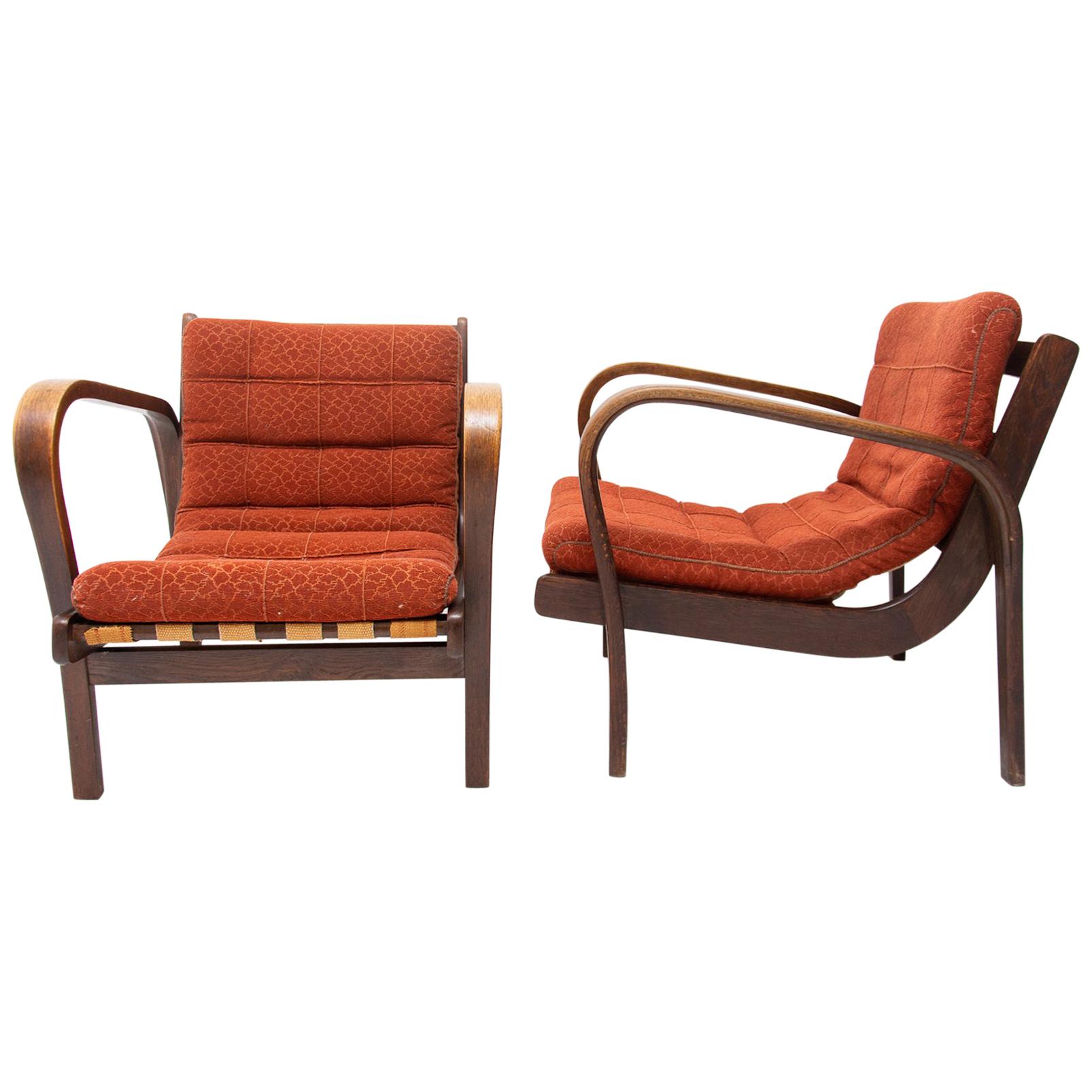 Midcentury Armchairs by Kropacek and Kozelka for Interier Praha 1944, Set of Two