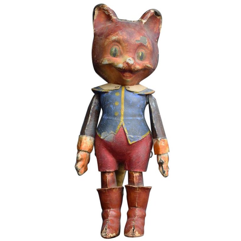 Papier Mâché Puss in Boots French Automation Cat Made by CESAR France, 1947  at 1stDibs