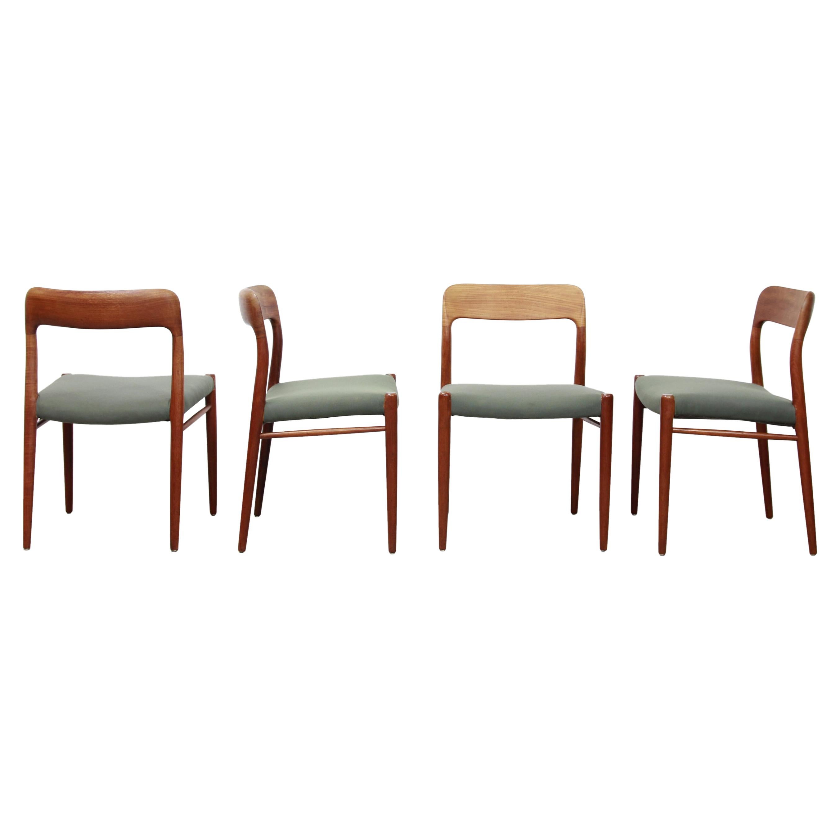 Danish Set of four Teak Niels Moller #75 Dining Chairs, 1960