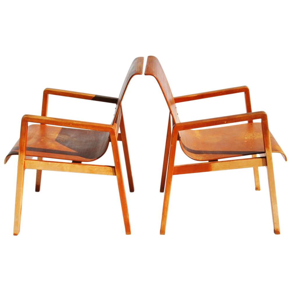 Vintage Pair Hallway 403 Chairs by Alvar Aalto For Sale