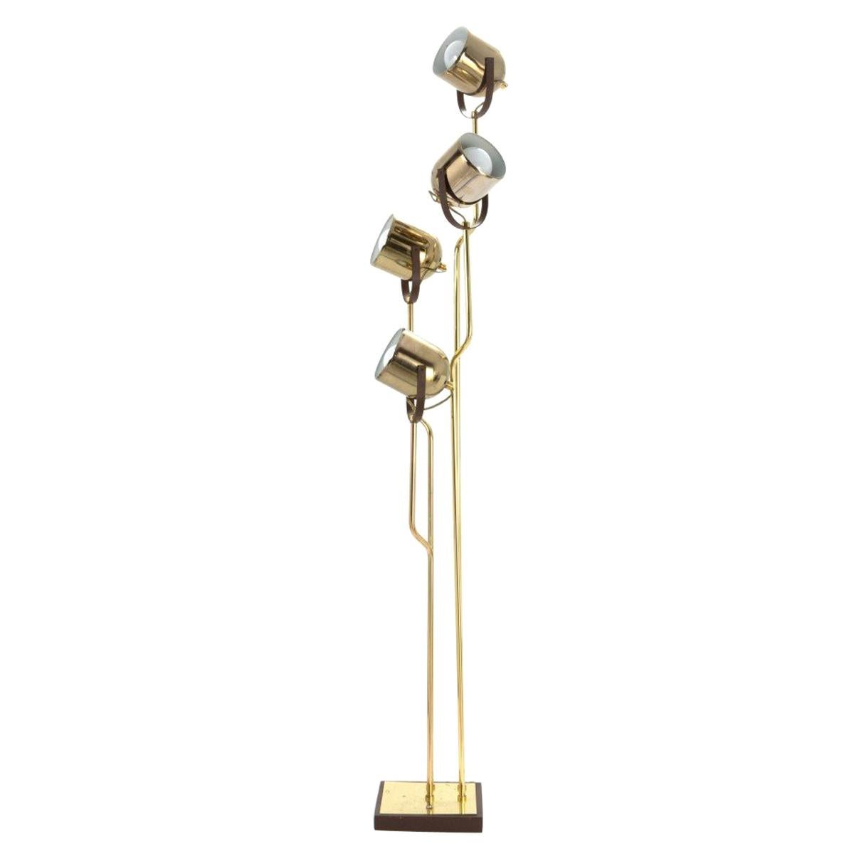 Four-Spotlight Brass Floor Lamp by Reggiani