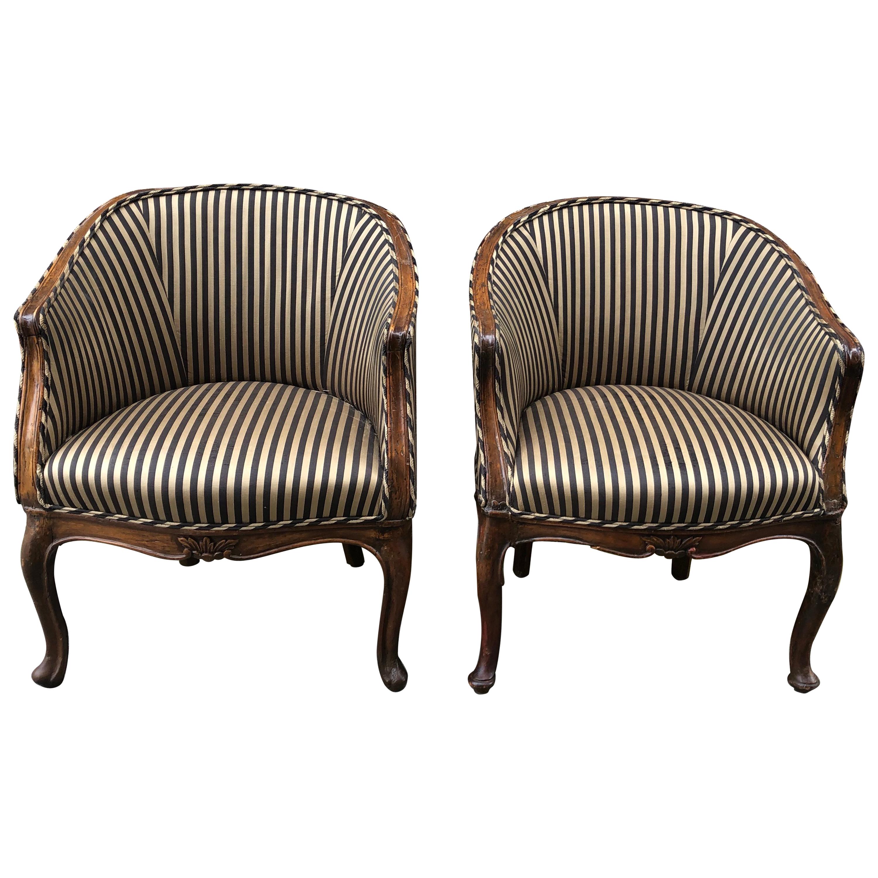 Pair of Late 19th Century Italian Walnut Occasional Chairs