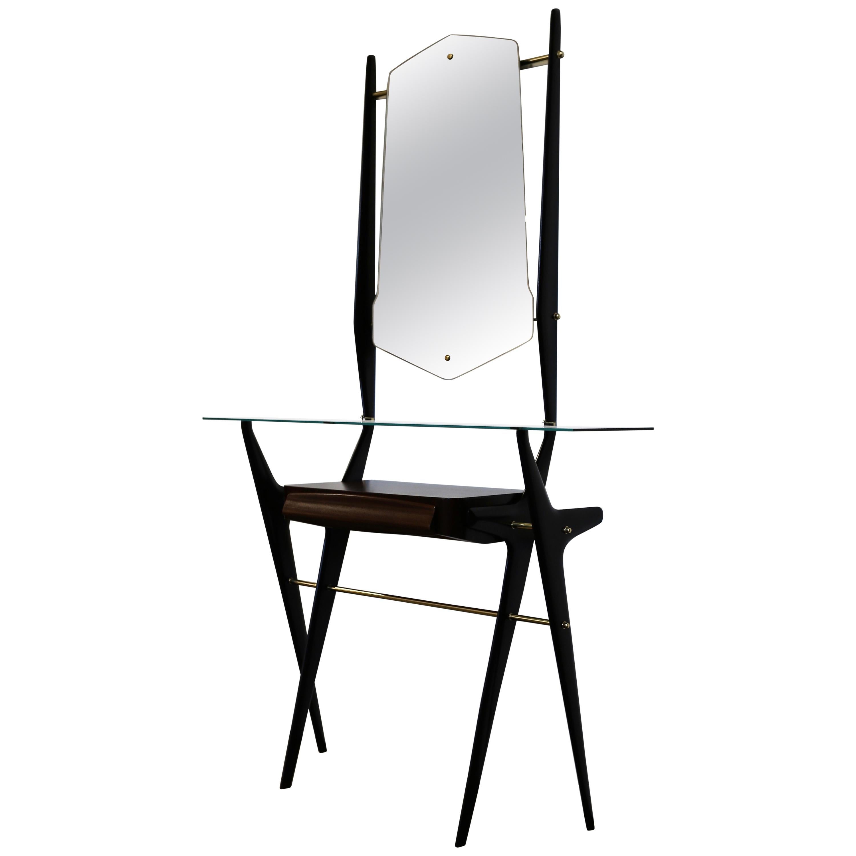 Sculptural Italian Console and Mirror, circa 1955