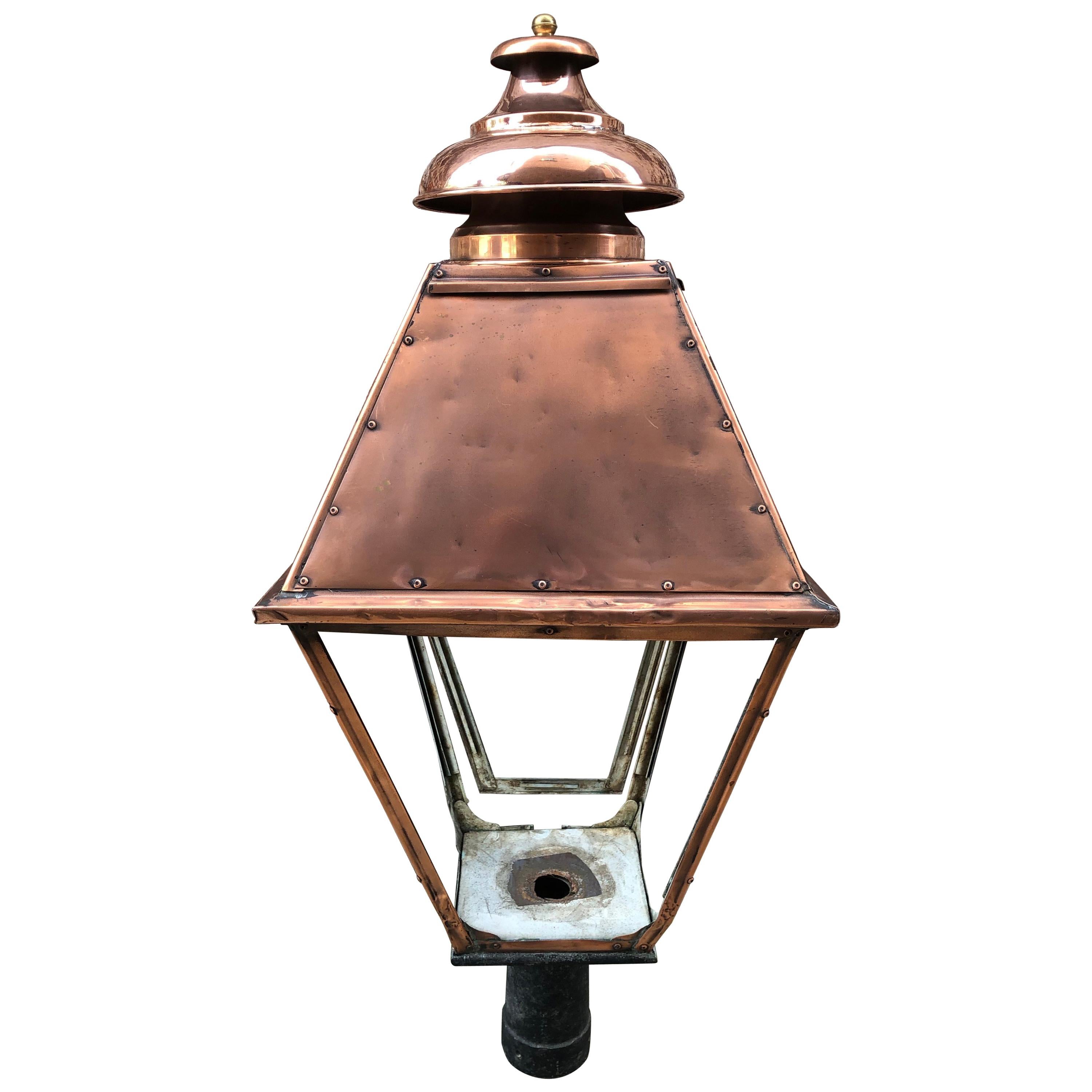 Large Copper Post Lantern Which Can Be Modified to Hang