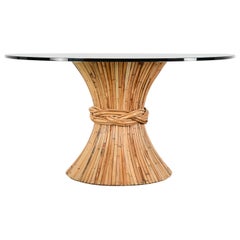 McGuire Round Bamboo Dining Table, 1980s