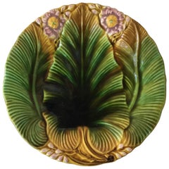 Antique Majolica Palm Leaf Plate Villeroy & Boch, circa 1890