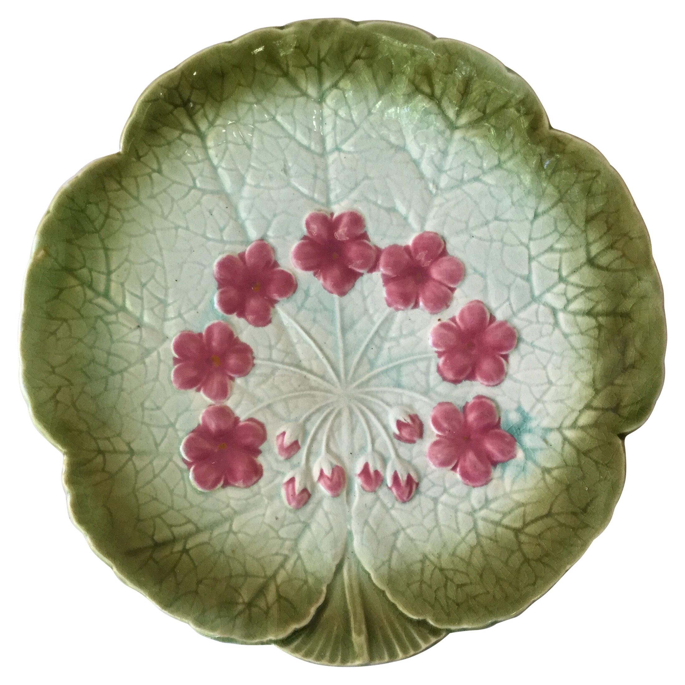 Majolica Flower Plate Sarreguemines, circa 1890