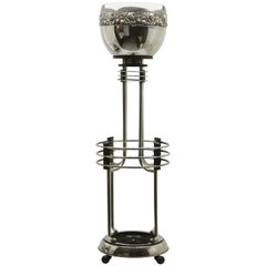 Vintage Art Deco Umbrella stand / Jardinière in Chrome and Bakelite by Demeyere, 1931