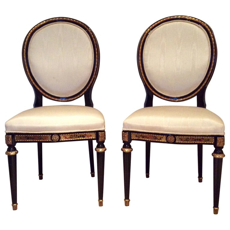Pair of Louis XIV Boulle style inlaid Side Chairs For Sale at 1stdibs