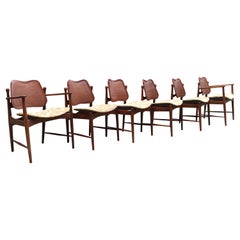 Set of Six Arne Vodder Teak and Cane Back Dining Chairs