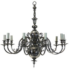 Large English Silver Plated Chandelier